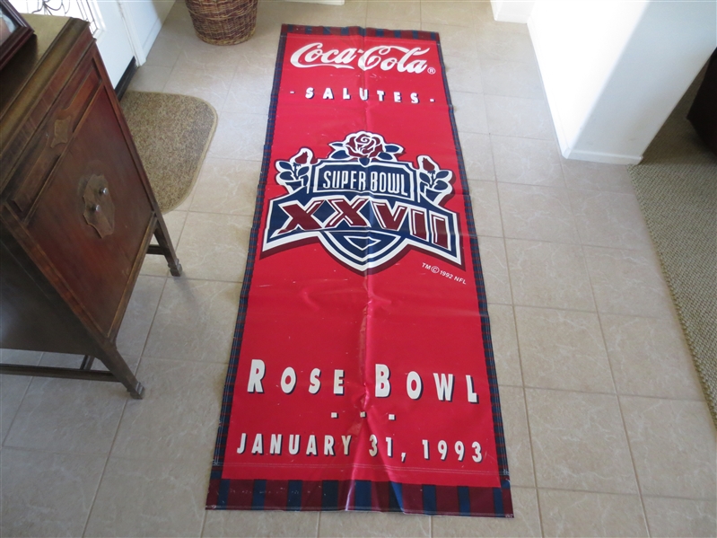 Huge 1993 Super Bowl 27 Banner Dallas Cowboys vs. Buffalo Bills Coca Cola  8' x 3'