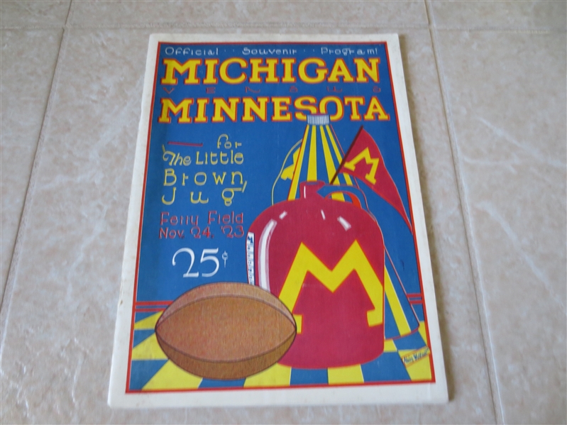 1923 Minnesota at Michigan college football program Little Brown Jug  RARE!