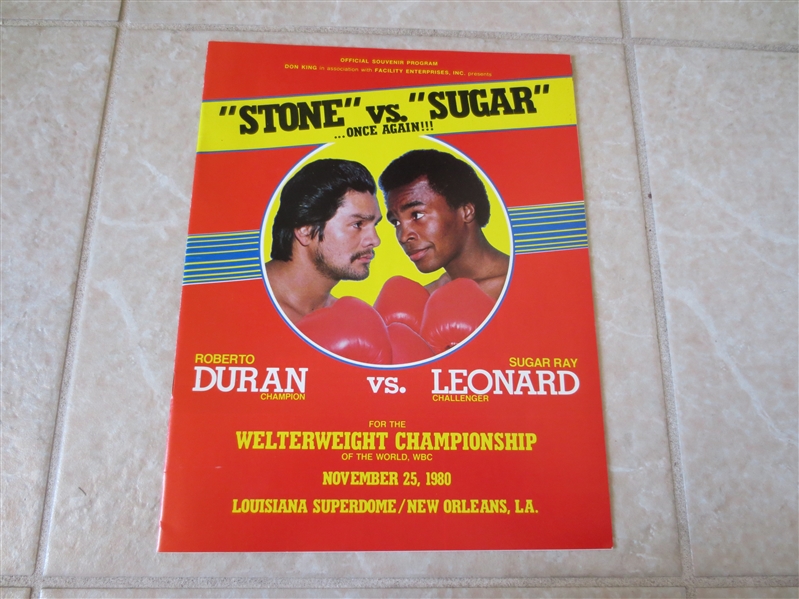 1980 Roberto Duran vs. Sugar Ray Leonard boxing Championship program