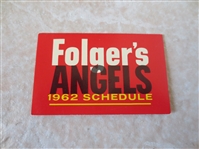 1962 Los Angeles Angels pocket baseball schedule 2nd year in Majors Folgers  Tough!