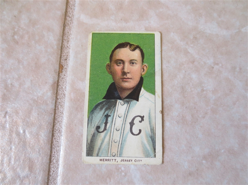 1909-11 T206 George Merritt Jersey City Polar Bear Factory #6 baseball card