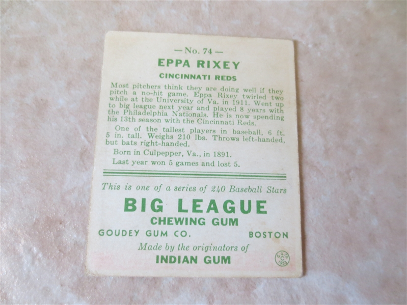 1933 Goudey Eppa Rixey baseball card HOF #74