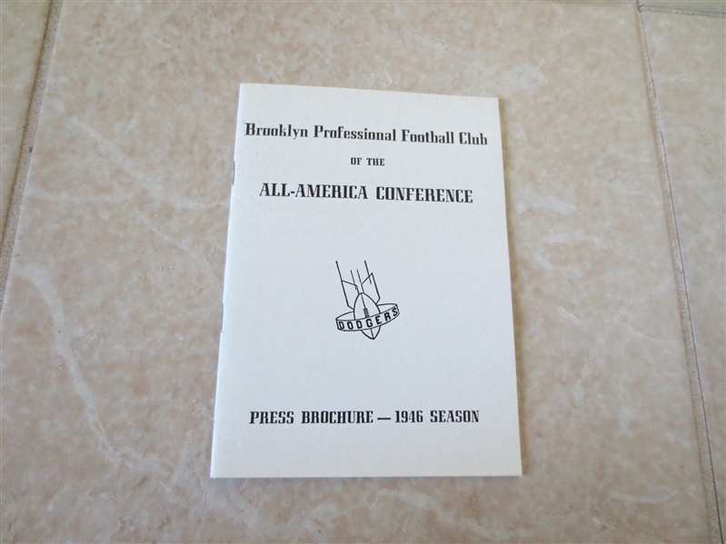 1946 Brooklyn Dodgers Football Media Guide All America Conference  RARE!
