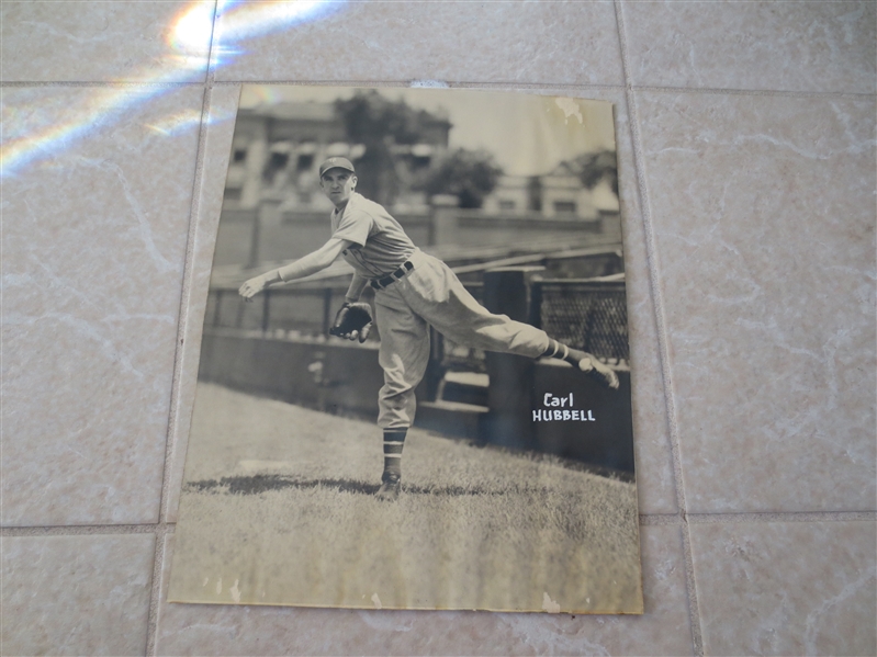 (2) 1930's-40's Carl Hubbell & Mel Ott New York Giants George Burke Chicago 14 x 11 Photos