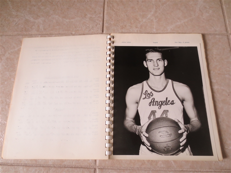 1962-63 Los Angeles Lakers Yearbook Media Guide with separate photos West, Baylor +