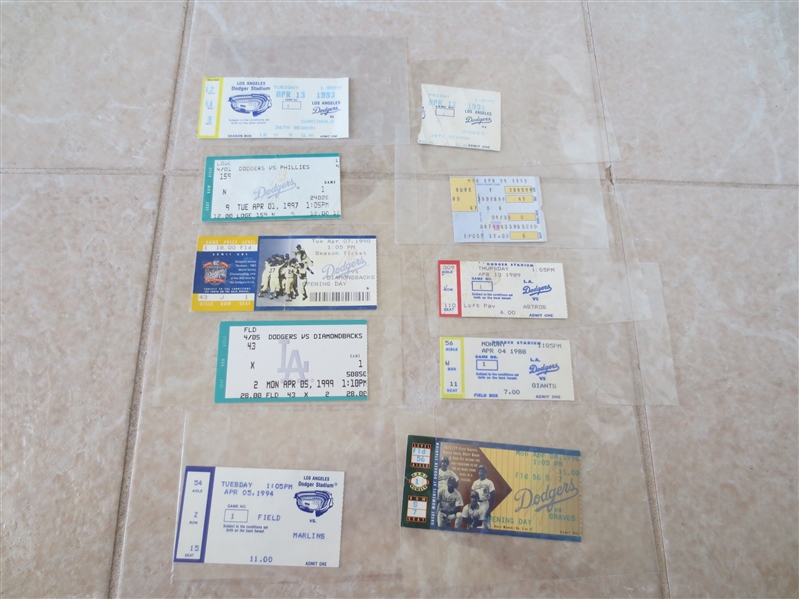 Lot Detail (10) 1988 through 1999 Los Angeles Dodgers Opening Day