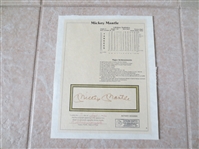 Autographed Mickey Mantle Achievement Page with Notary
