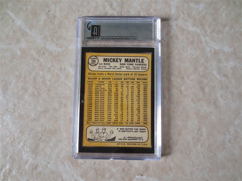 1968 Topps Mickey Mantle baseball card #280 graded GAI vg+ 3.5