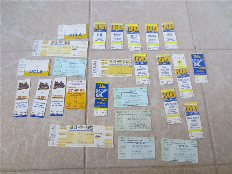 (25) 1980's-90's College and Pro basketball tickets:  Lakers, UCLA, LA Sparks including playoff