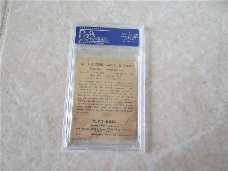 1941 Play Ball Ted Williams PSA 5 ex (MK) baseball card #14