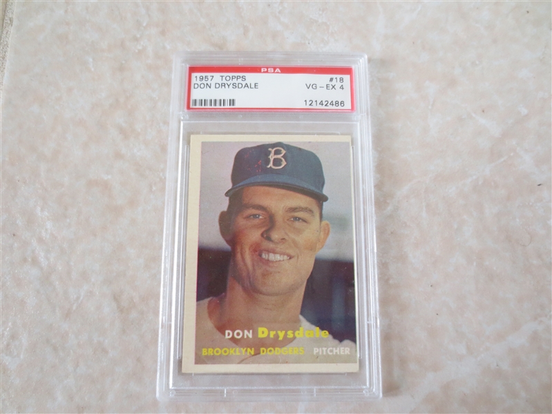 1957 Topps Don Drysdale PSA 4 vg-ex rookie baseball card #18