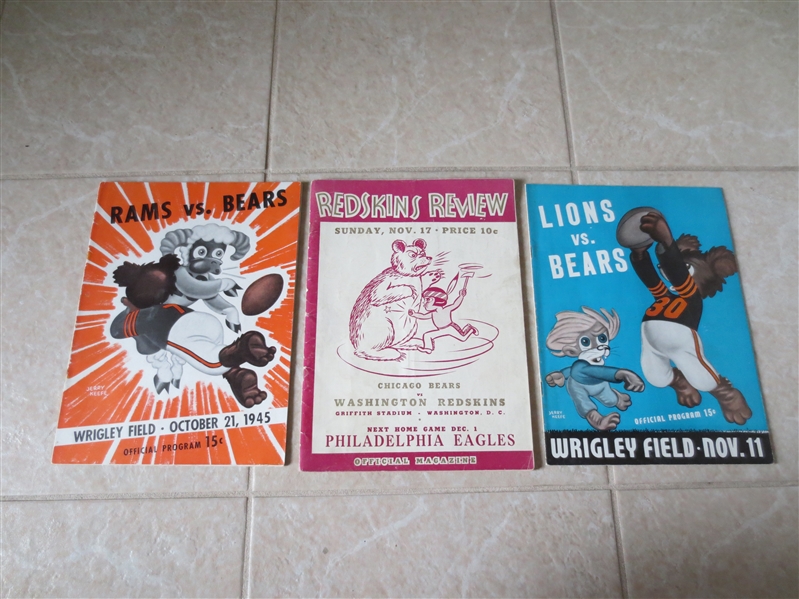 (3) Chicago Bears football programs from 1940 and 1945