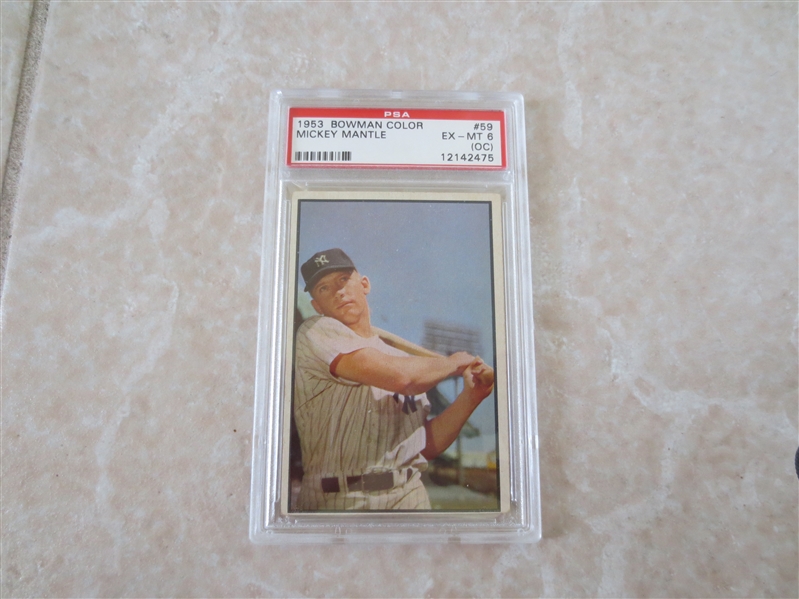 1953 Bowman Color Mickey Mantle PSA 6 EX-MT (OC) baseball card #59  NICE!