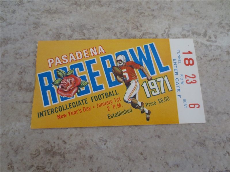 1971 Rose Bowl football ticket stub in very nice condition  Stanford vs. Ohio State