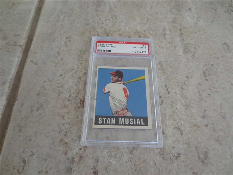 1948 Leaf Stan Musial rookie PSA 6 ex-mt baseball card #4 with no qualifiers  SMR is $1650.