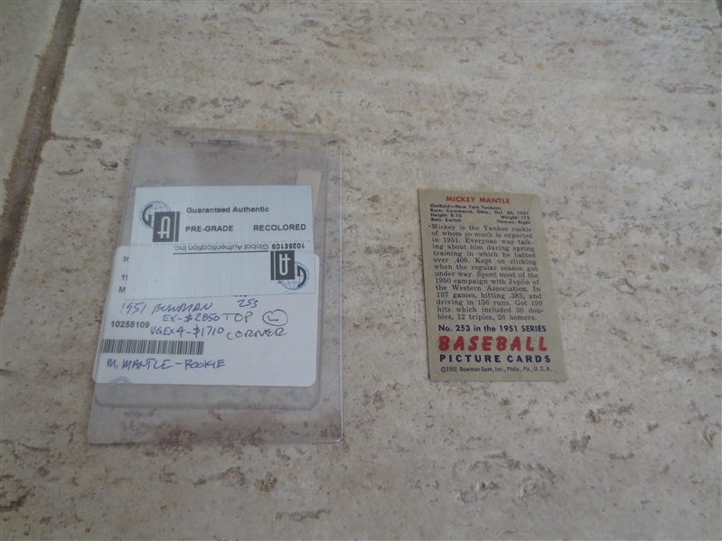 1951 Bowman Mickey Mantle rookie GAI Authentic BUT recolored baseball card #253  Affordable.