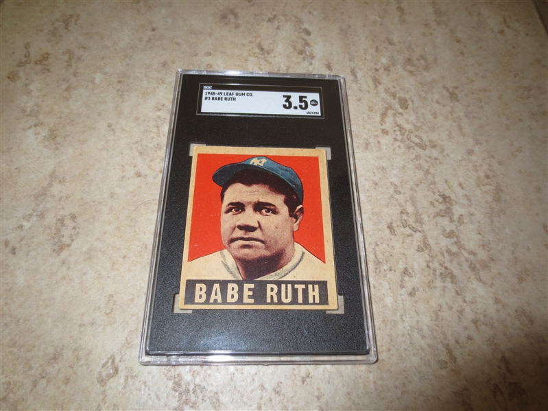 1948-49 Leaf Babe Ruth SGC 3.5 vg+ baseball card #3  Affordable!