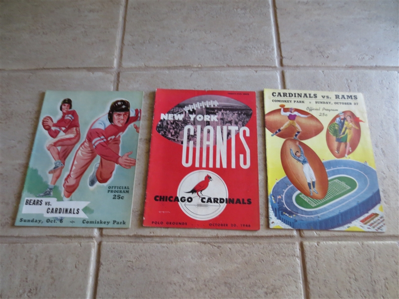 (3) 1946 Chicago Cardinals football programs in excellent condition