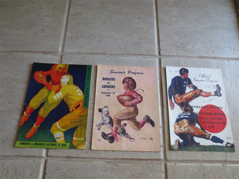 (3) 1944, 45 West Coast Semipro Football programs in at least excellent condition