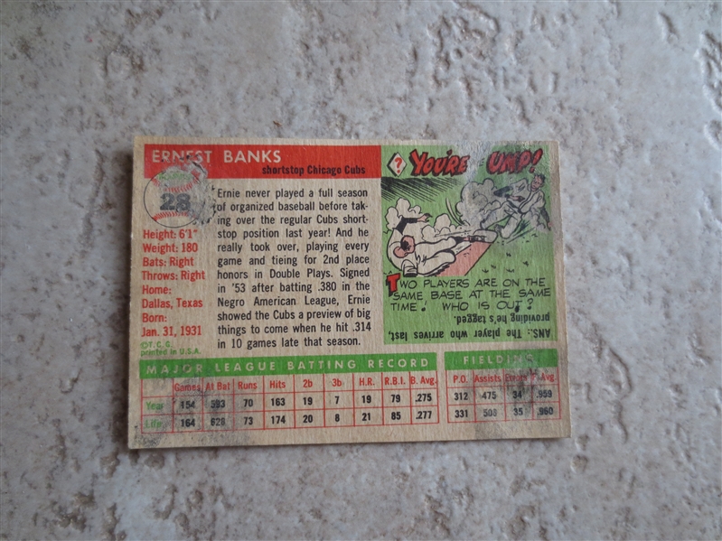 1955 Topps Ernie Banks baseball card #28 in affordable condition