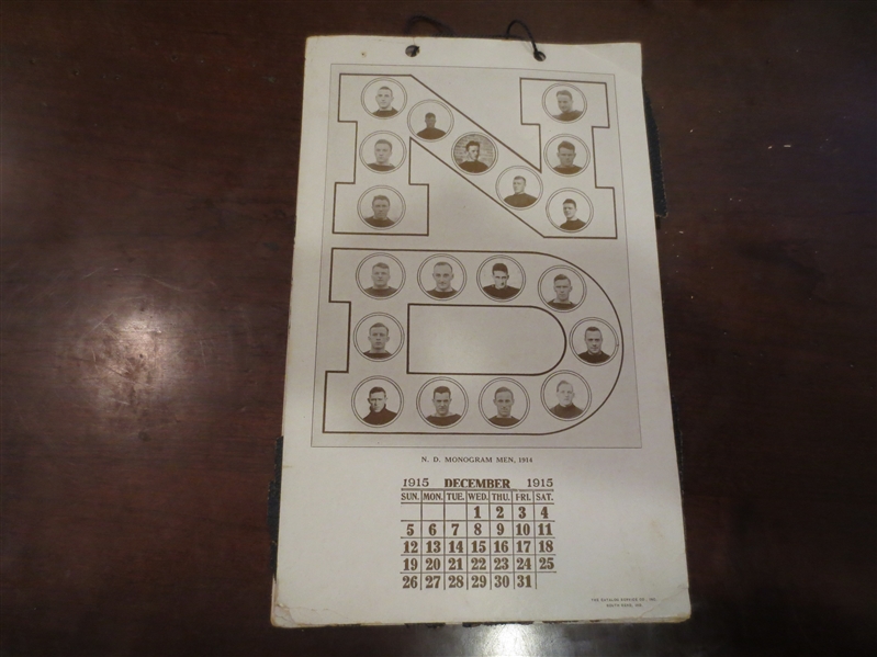 Lot Detail 1915 University Notre Dame Sports Calendar RARE!