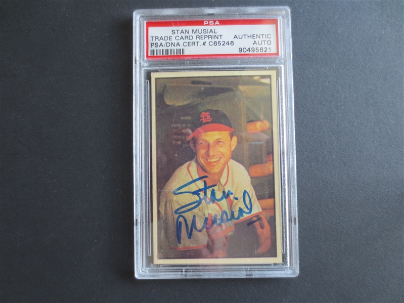 Autographed Stan Musial baseball card with autograph certified authentic by PSA/DNA