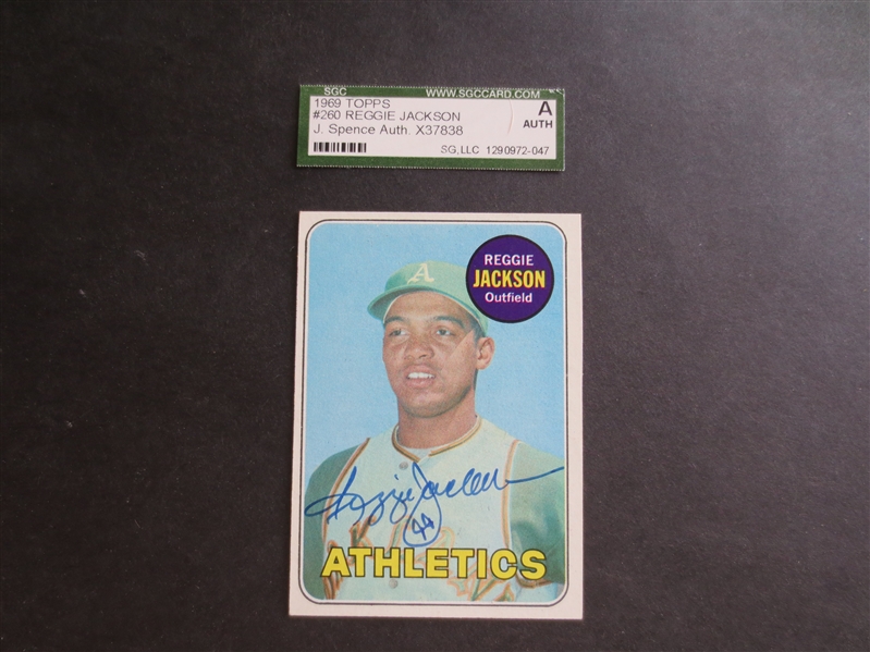 Autographed Reggie Jackson 1969 Topps Rookie Baseball Card with autograph authenticated by SGC  WOW!