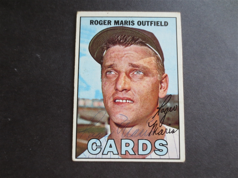Autographed Roger Maris 1967 Topps baseball card with Letter of Authenticity from JSA Jimmy Spence  RARE!