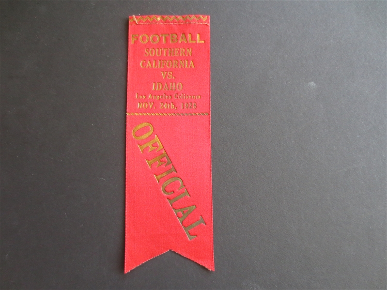 1928 Idaho at USC Football Ribbon Ticket  Neat!