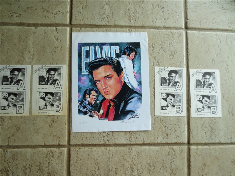 The Elvis Presley Package: Numbered Lithograph + (4) Elvis Stamp Ballots