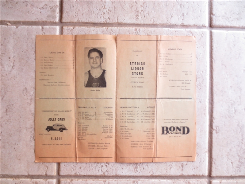 1941 New York Celtics (Pro Champs) vs Memphis State (College Champs) Basketball Program  WOW!