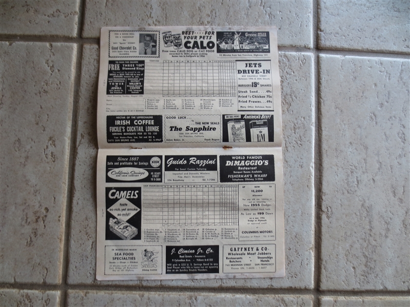 (2) 1950 and 1956 San Francisco Seals PCL Scored Baseball Programs