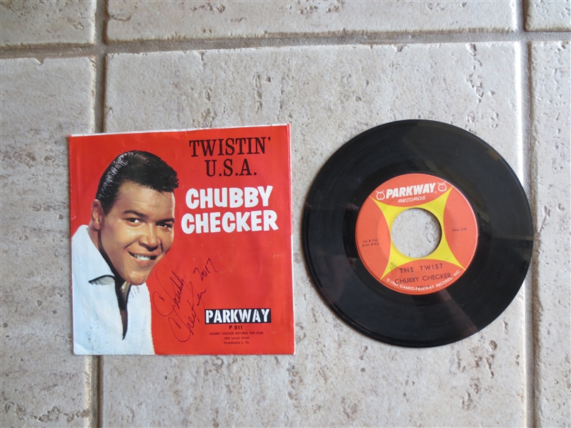 Autographed Chubby Checker 45 Record The Twist