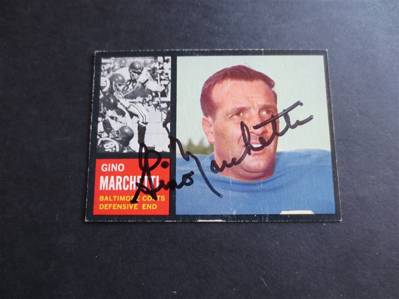 Autographed 1962 Topps Gino Marchetti Football Card #8 with NO CERT