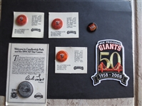 (3) Croix de Candlestick Pins + 1984 All Star Pin + Bonds 754 pin + San Francisco Giants 50 Year Patch