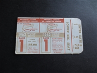 1962 World Series Game 1 Ticket New York Yankees at San Francisco Giants