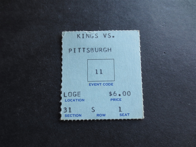 November 30, 1968 Pittsburgh Penguins at Los Angeles Kings Hockey Ticket---2nd year of the Kings