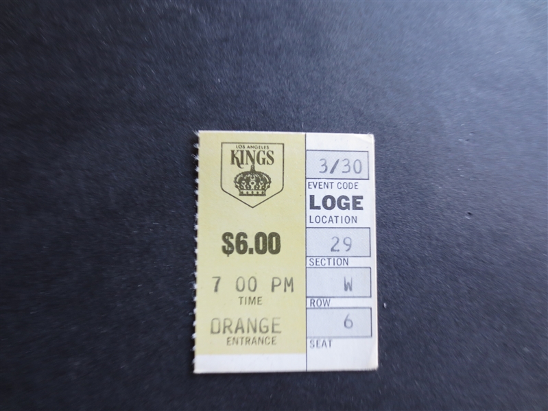 March 30, 1969 Minnesota North Stars at at Los Angeles Kings Hockey Ticket