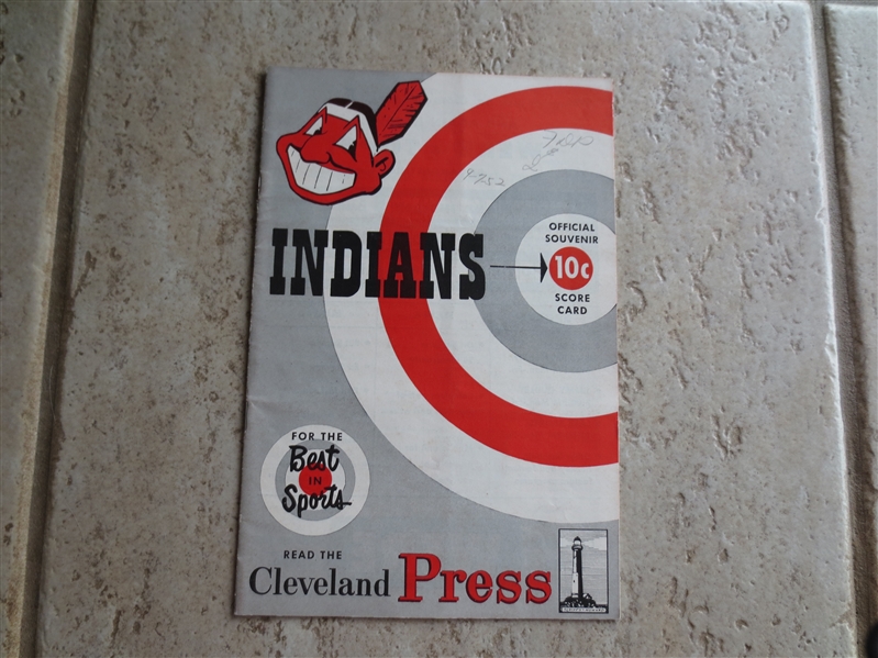 1952 St. Louis Browns at Cleveland Indians Scored Baseball Program---Satchel Paige on roster