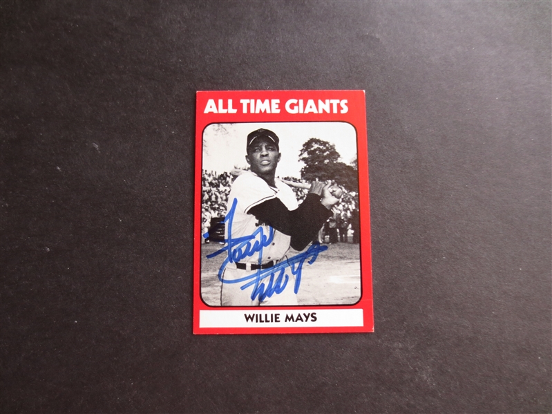 Autographed 1980 TCMA Willie Mays Baseball Card All Time New York Giants