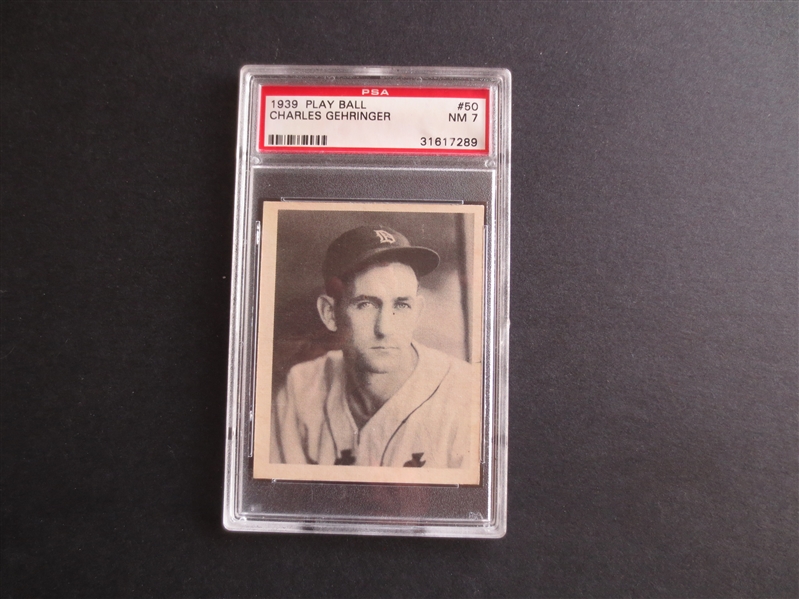 1939 Play Ball Charles Gehringer PSA 7 NEAR MINT Baseball Card #50  Hall of Famer