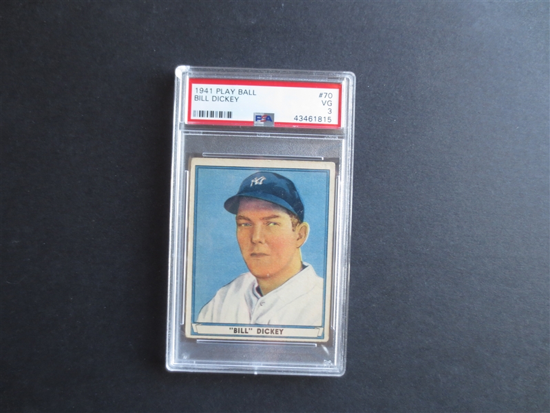 1941 Play Ball Bill Dickey PSA 3 vg baseball card #70  Hall of Famer