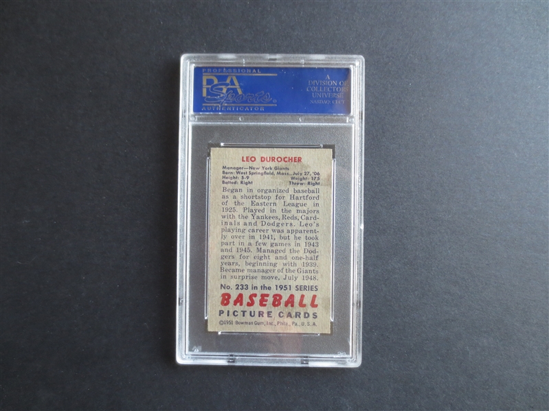 1951 Bowman Leo Durocher PSA 5 EX Baseball Card #233  Hall of Famer