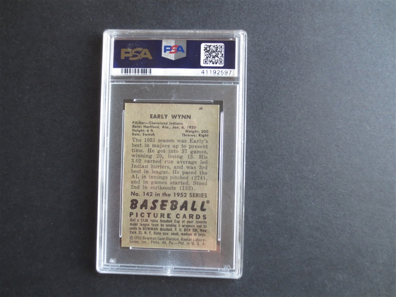 1952 Bowman Early Wynn PSA 7 NMT Baseball Card #142  HOFer