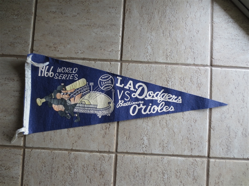 1966 World Series Los Angeles Dodgers vs. Baltimore Orioles Full Size Pennant  Sandy Koufax last year!