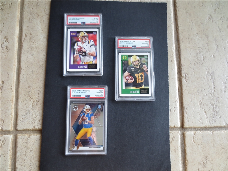 (11) Superstar PSA 10, 9, and 8 Sportscards with 9 of the 11 ROOKIES: Kobe, Burrow, Trout, Brady, Herbert, Duncan