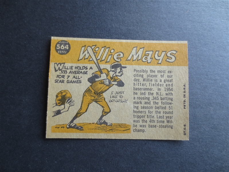1960 Topps Willie Mays Sport Magazine All Star Baseball Card in Beautiful Shape #564