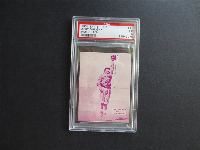 1934 Batter-Up Arky Vaughan PSA 5 EX Baseball Card #21