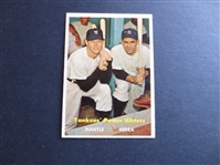 1957 Topps Yankees Power Hitters Mantle/Berra Baseball Card #407 in Very Nice Shape