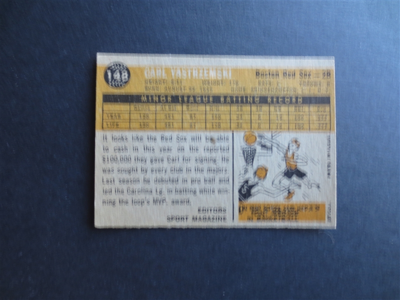 1960 Topps Carl Yastrzemski Rookie Baseball Card in beautiful shape #148